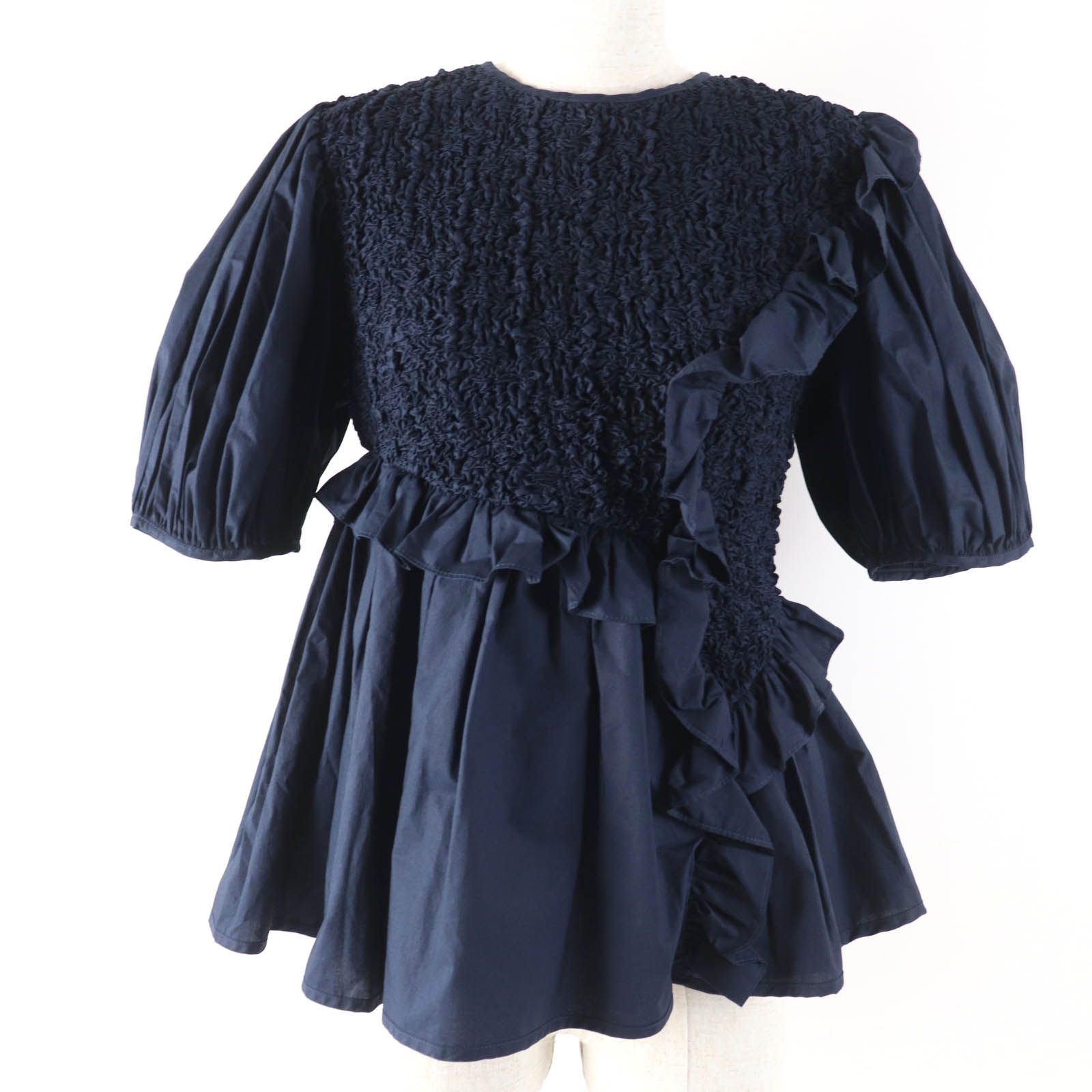 未使用品☆CECILIE BAHNSEN セシリーバンセン コットン CARLOTTA TOP トップス ネイビー UK6（レディース約S-Mサイズ相当） 正規品 レディース 定価141,900円 未使用品☆CECILIE BAHNSEN セシリーバンセン コットン CARLOTTA