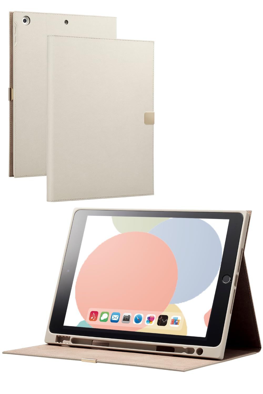 【人気商品】10.2 2019年モデル フラップケース iPad ソフトレザー ＆me iPad Apple Pencil収納 第9/8/7世代 フリーアングル グレージュ エレコム TB-A19RWVJMGB