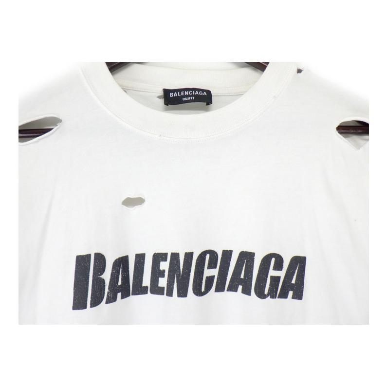 バレンシアガ 651795 TKVB8 デストロイ加工ロゴプリントTシャツ メンズ XXS