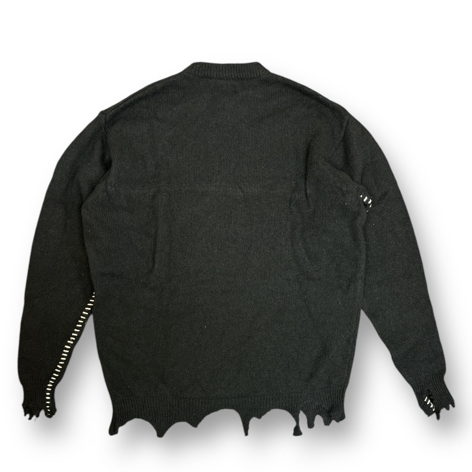 SAINT MICHAEL 22AW CLF KNIT ダメージ加工 刺繡デザイン クルーネック