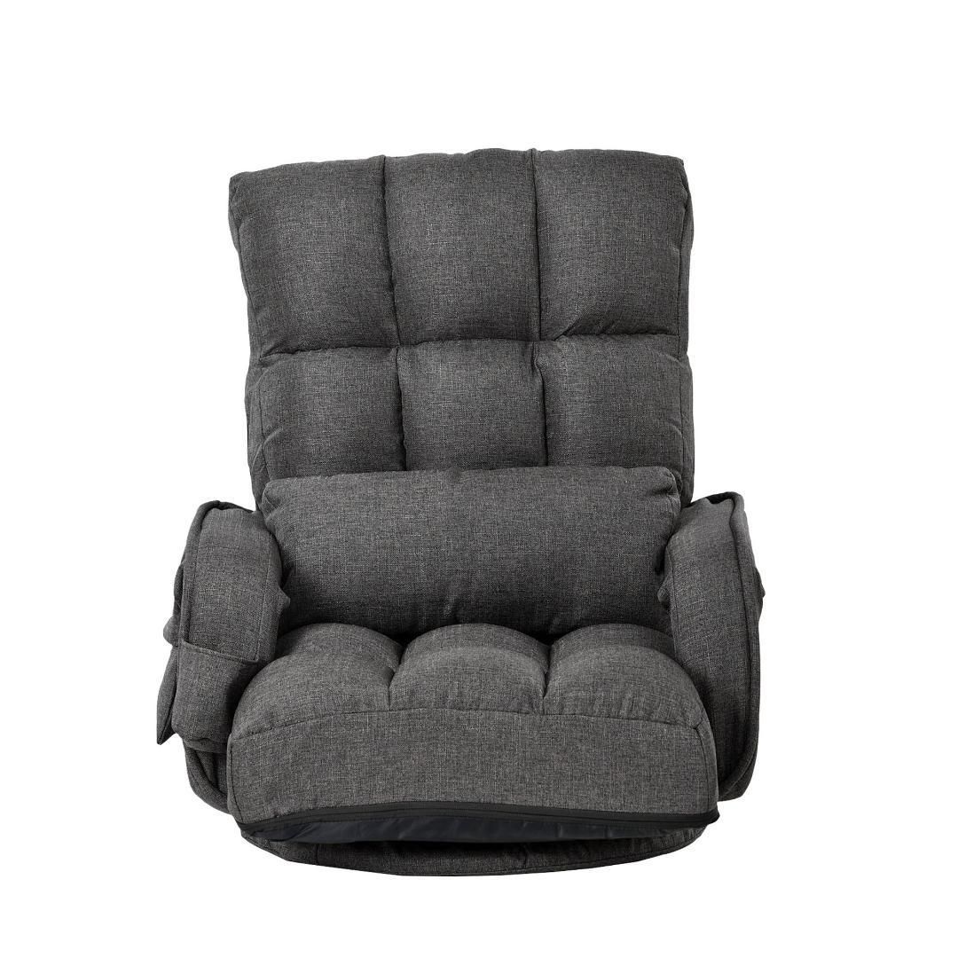 回転式座椅子肘掛けハイバック座いすリクライニング1人掛けソファー ダークグレー yew3