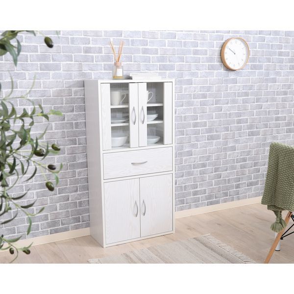 ミドルキッチンキャビネット オークホワイト 組立品 代引不可