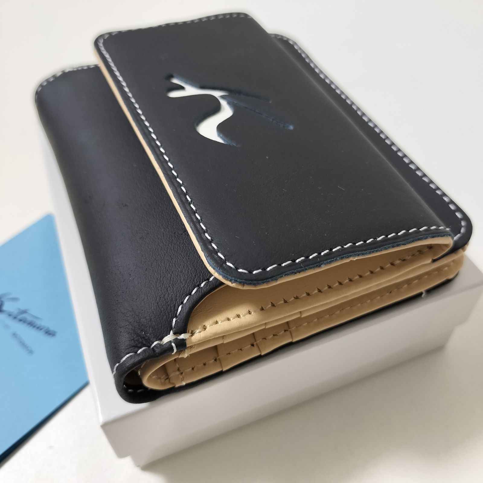 キタムラ 二折財布 天然素材独特の風合い PH0539 ダークブルー