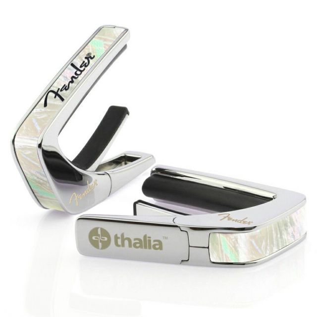 タリア カポ フェンダー ライセンスド モデル Thalia Capos カポタスト | Fender WHITE MOTHER OF PEARL w|Black Spaghetti Logo 3種フレットパッド付属