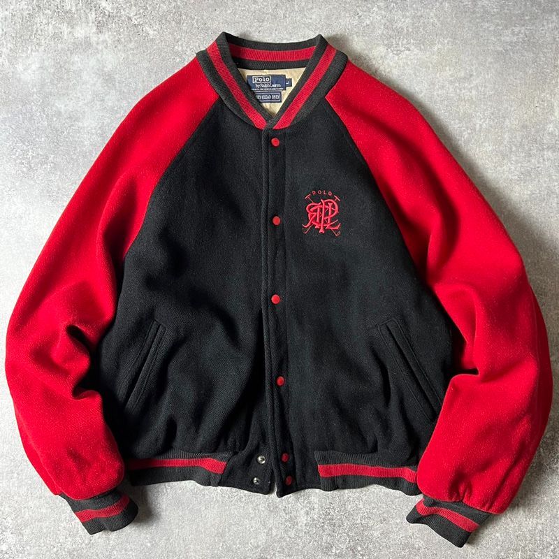 80s USA製 POLO RALPH LAUREN コットン ライナー ウール スタジャン L 