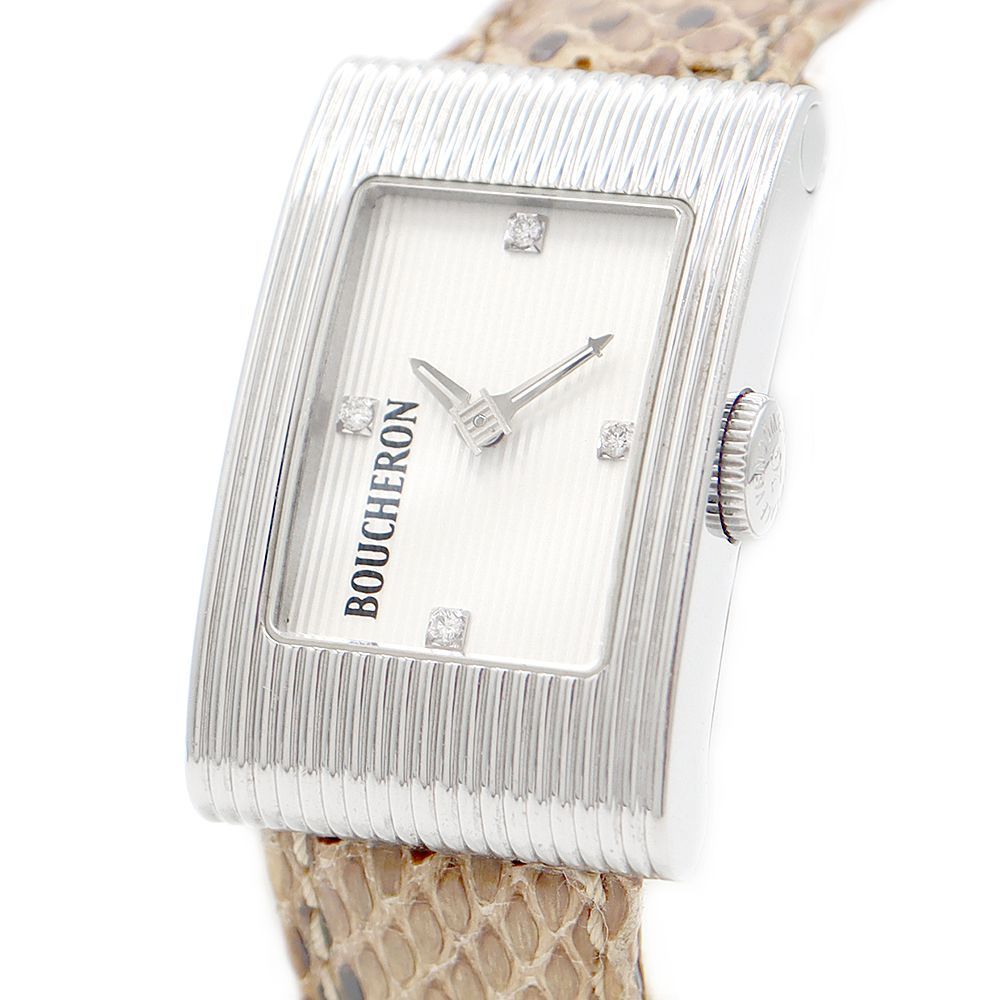 電池交換済 BOUCHERON ブシュロン リフレ 純正ダイヤモンド 4Pダイヤ シルバー SS ステンレス 純正ベルト 純正尾錠 レディース クォーツ【6ヶ月保証】【腕時計】【中古】 楽天市場】電池交換済 BOUCHERON ブシュロン リフレ ダイヤべゼル 4P