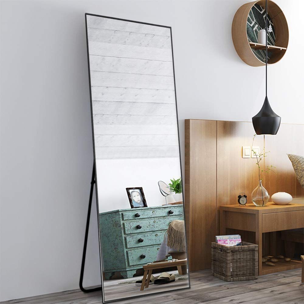 新着商品 全身鏡 スタンドミラー 大型 姿見鏡 全身ミラー MiraHope 壁掛け鏡 おしゃれ 幅54cm 高さ163cm ブラック