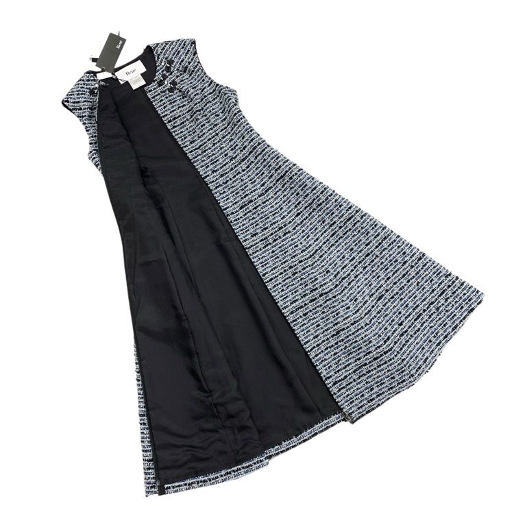 ♡極美品♡ Rene リボンブローチ付き ツイード ワンピース ネイビー ♡極美品♡ Rene リボンブローチ付き ツイード ワンピース ネイビー
