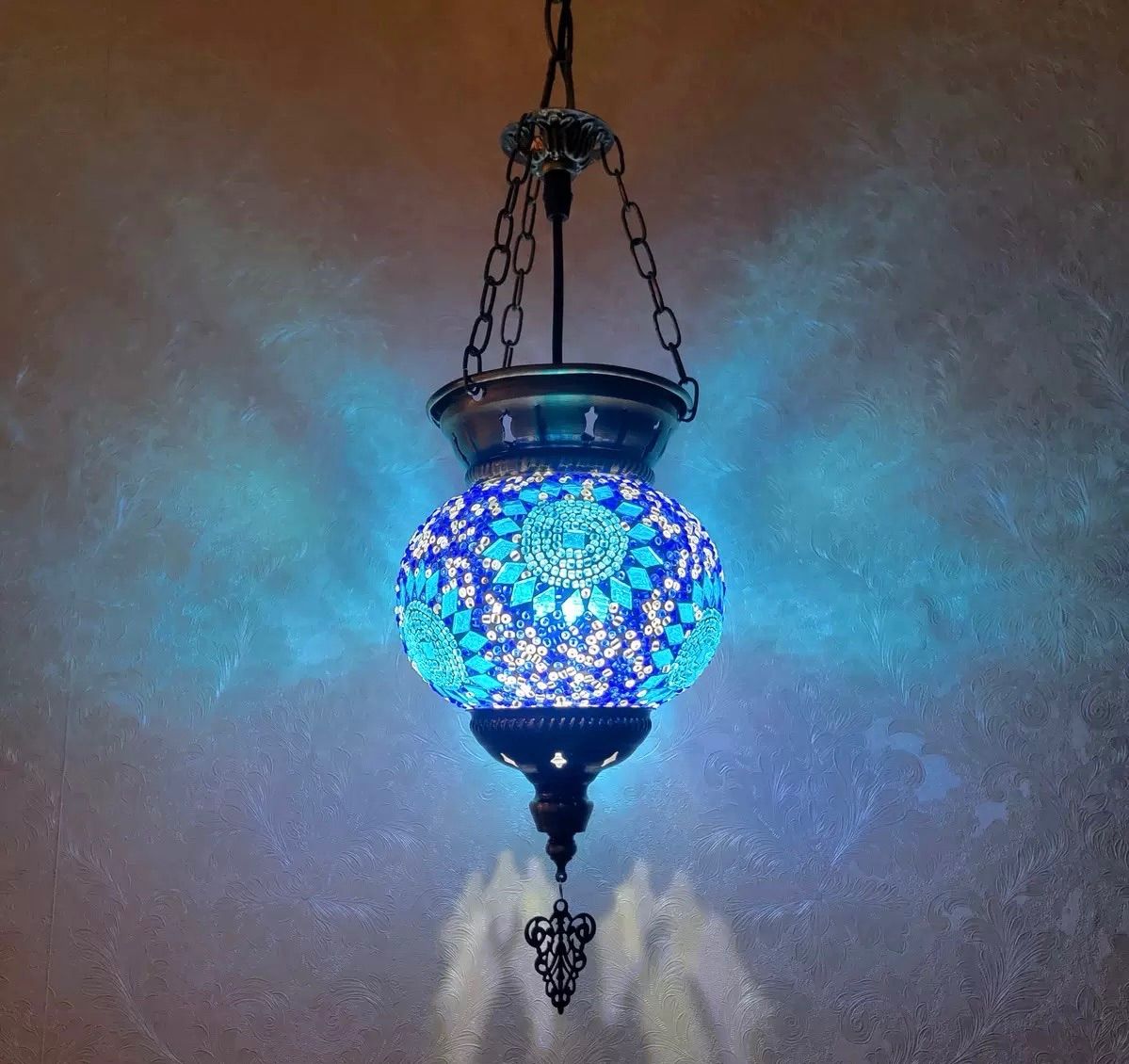 引掛けシーリング用 3色LED電球付き モザイクデザイン ペンダントライト