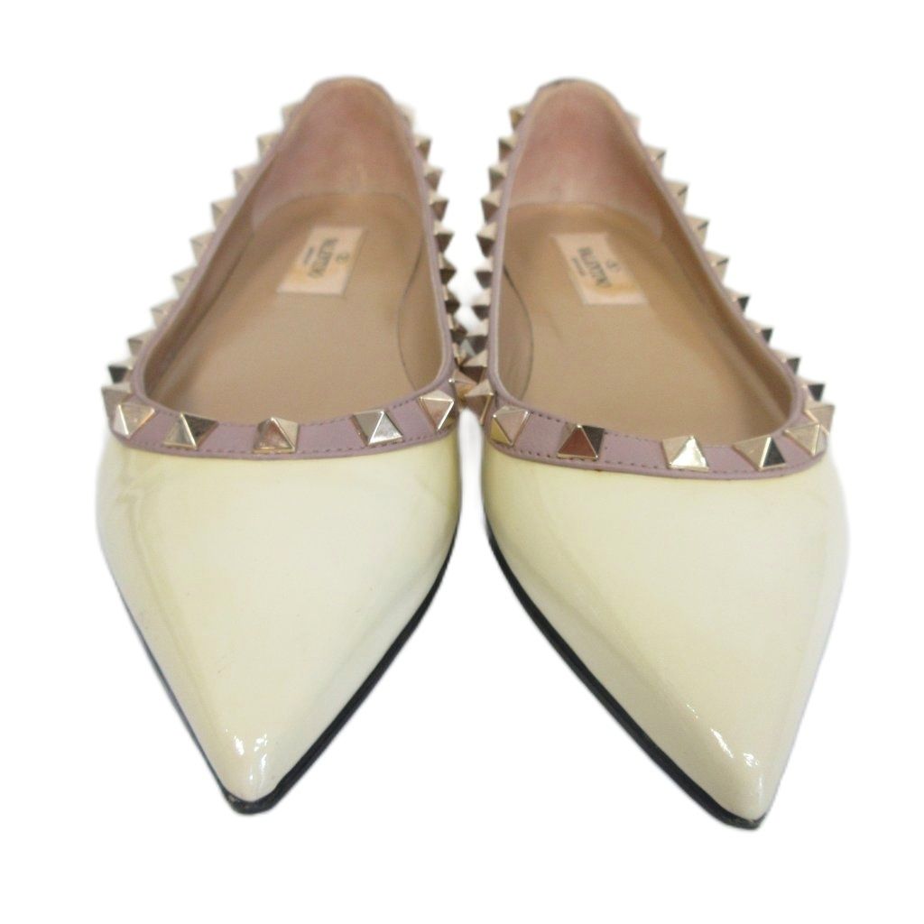 VALENTINO ロックスタッズ エナメル フラットパンプス 36.5 VALENTINO ロックスタッズ エナメル フラットパンプス 36.5