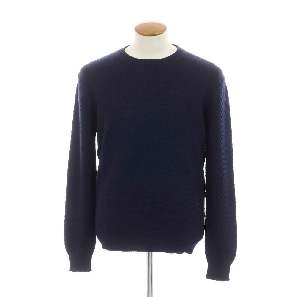 【新品】グランサッソ GRAN SASSO ウール クルーネック プルオーバーニット ダークネイビー【サイズ50】【メンズ】