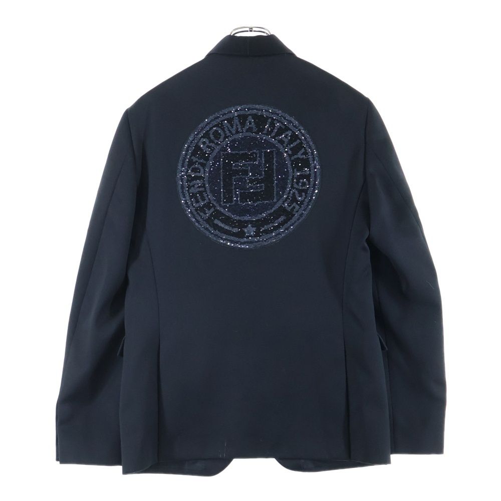 FENDI フェンディ バックラインストーンロゴ 2Bジャケット ブラック FD0889 A51G