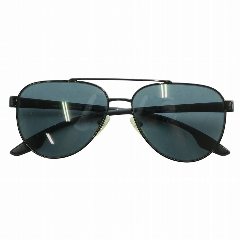 【中古】PRADA LINEA ROSSA 眼鏡 サングラス セルフレーム カラーレンズ ティアドロップ ロゴ 58□14 黒 SPS54T プラダ リネアロッサ PRADA LINEA ROSSA 眼鏡 サングラス セルフレーム