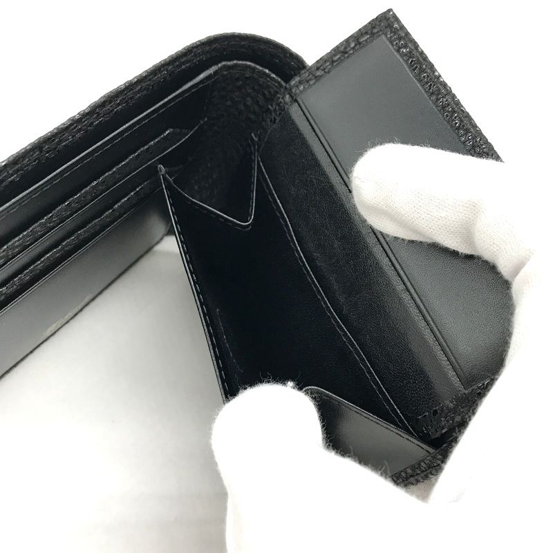 L05202 未使用品 Mikado 黒桟革 レザーウォレット 2つ折り財布 MIKADO 黒桟革 二つ折り財布 美品 コンパクト ウォレット ミニ