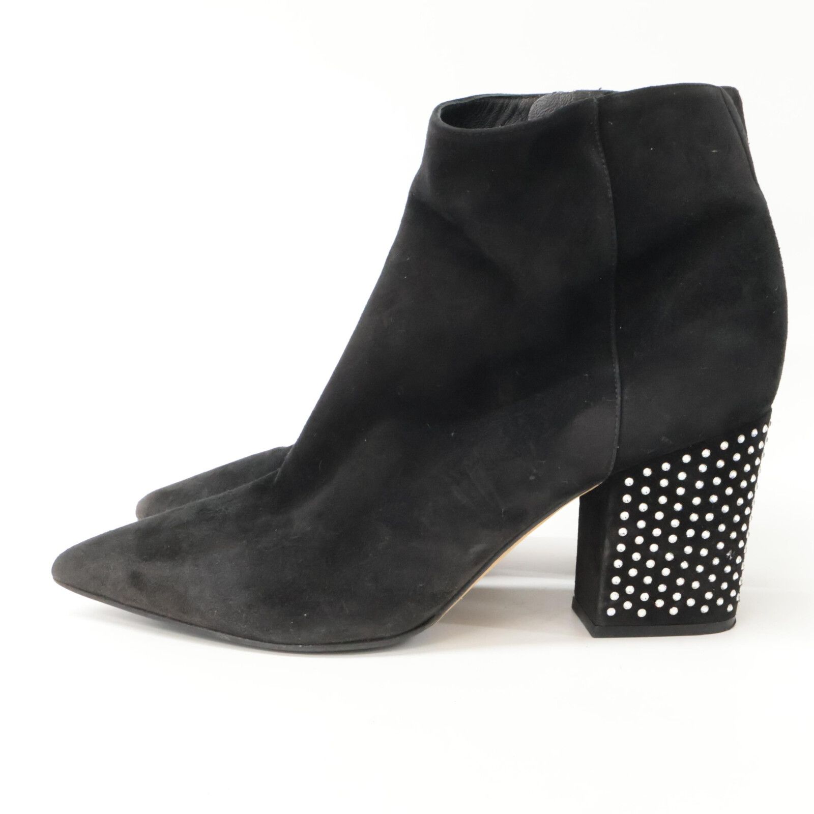 Sergio Rossi セルジオロッシ A85401 スエード ポインテッドトゥ ビジューチャンキーヒール 38 NICORILABO_COM