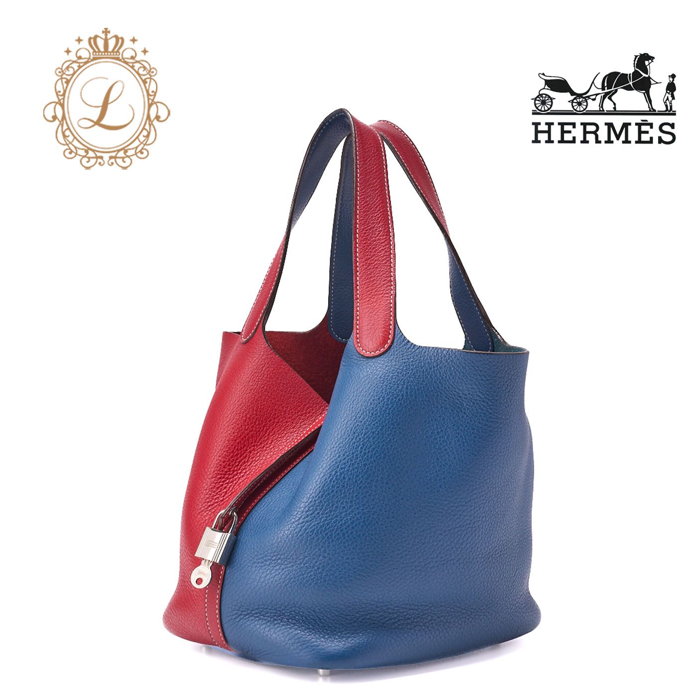 HERMES エルメス ピコタンロックMM バイカラー ハンドバッグ トリヨン 