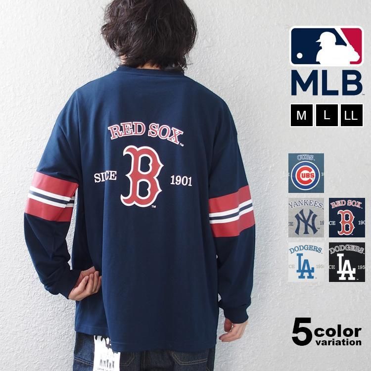 MLB Tシャツ 長袖 ロンT メジャーリーグベースボール チームロゴ プリント バックプリント メンズ レディース トップス c5522m navy