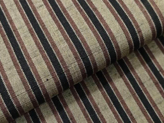 平和屋着物▽上質な紬 単衣 花織 縞 正絹 逸品 CAAV3715dy