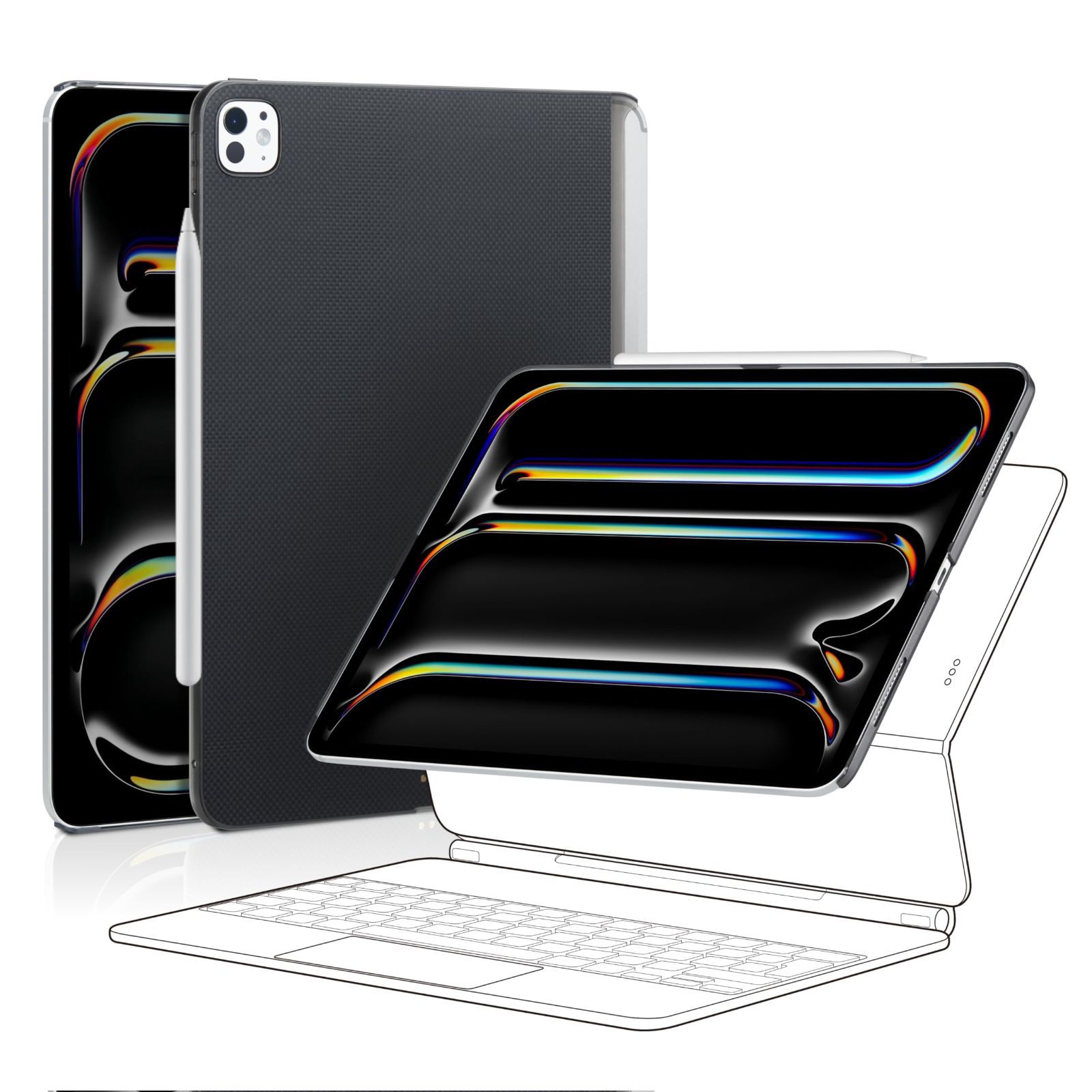 PITAKA iPad Pro 13インチ ケース M4 2025 iPad Pro 2025 ケース New M4チップモデル適用 MagEZ Case2 バックカバー 磁気吸着 マジックキーボードに対応 Smart Keyboard Foli
