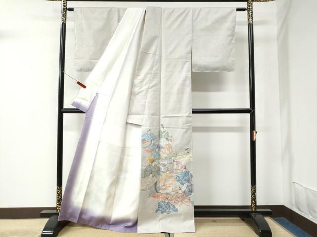 Sサイズ ファッション 平和屋本店□極上 本場大島紬 白大島 白恵泥 9