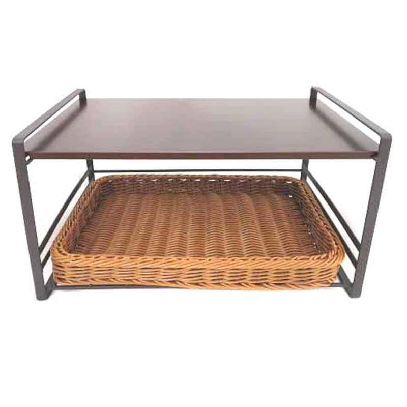 遠藤商事 洗えるバスケット付レンジ上ラック 茶 1