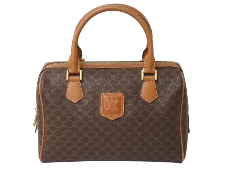 CELINE セリーヌ ヴィンテージ スピーディ型 25cm ハンドバッグ ミニボストン 鞄 マカダム ブラウン 4b003004