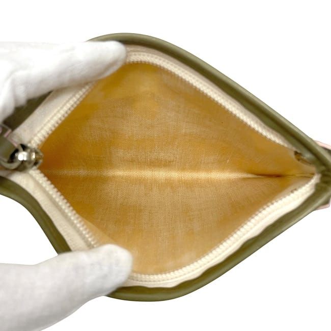 ロエベ ポーチ ナチュラル ベージュ カーキ アナグラム 美品  