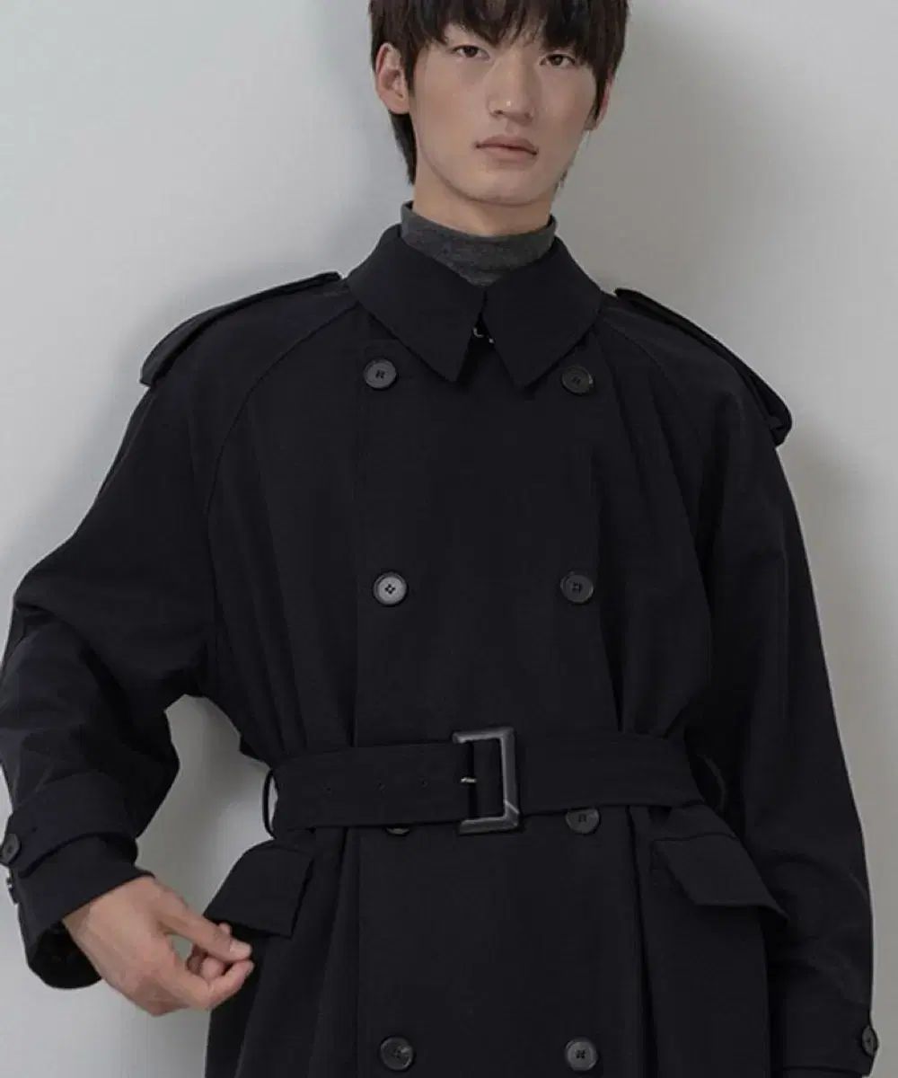 新品 BIFLAPPER バイラッパー ダブル ロング トレンチコート 黒