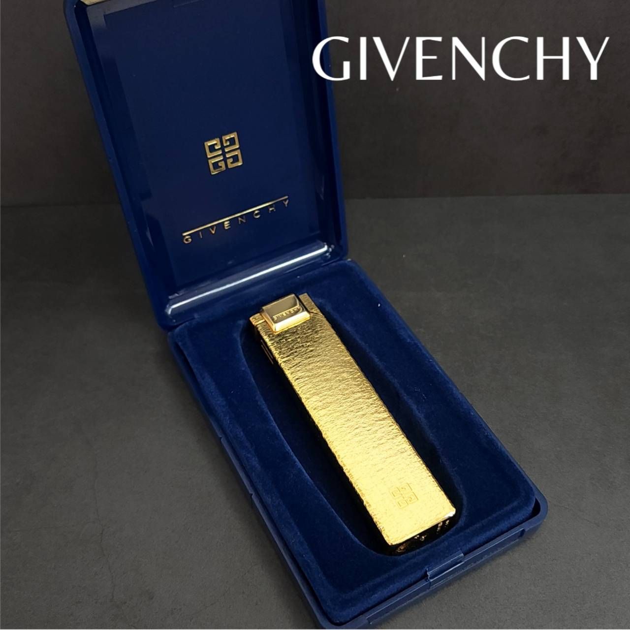 GIVENCHY ジバンシィ ガスライター ゴールドカラー スリム ケース付き 