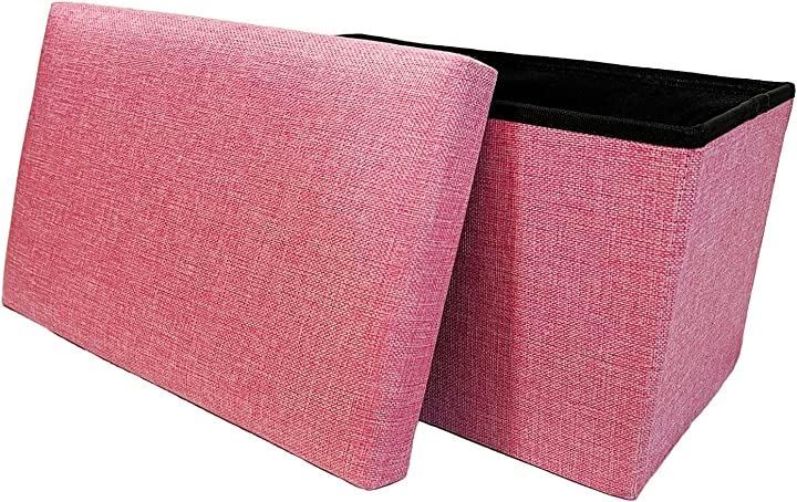 Allife 収納ボックス オットマン 足置き スツール 収納ケース 折りたたみ 収納スツール 耐荷重80kg 踏み台 ピンク ...