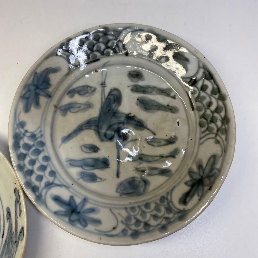 中国明時代 古染付中皿2枚 15.8 16.4㎝ 東さ6-0812 WWW_IBETON_RU