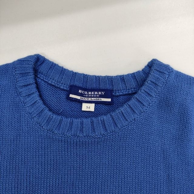 BURBERRY BLUE LABEL M コットン 半袖セーター ニット ブルー