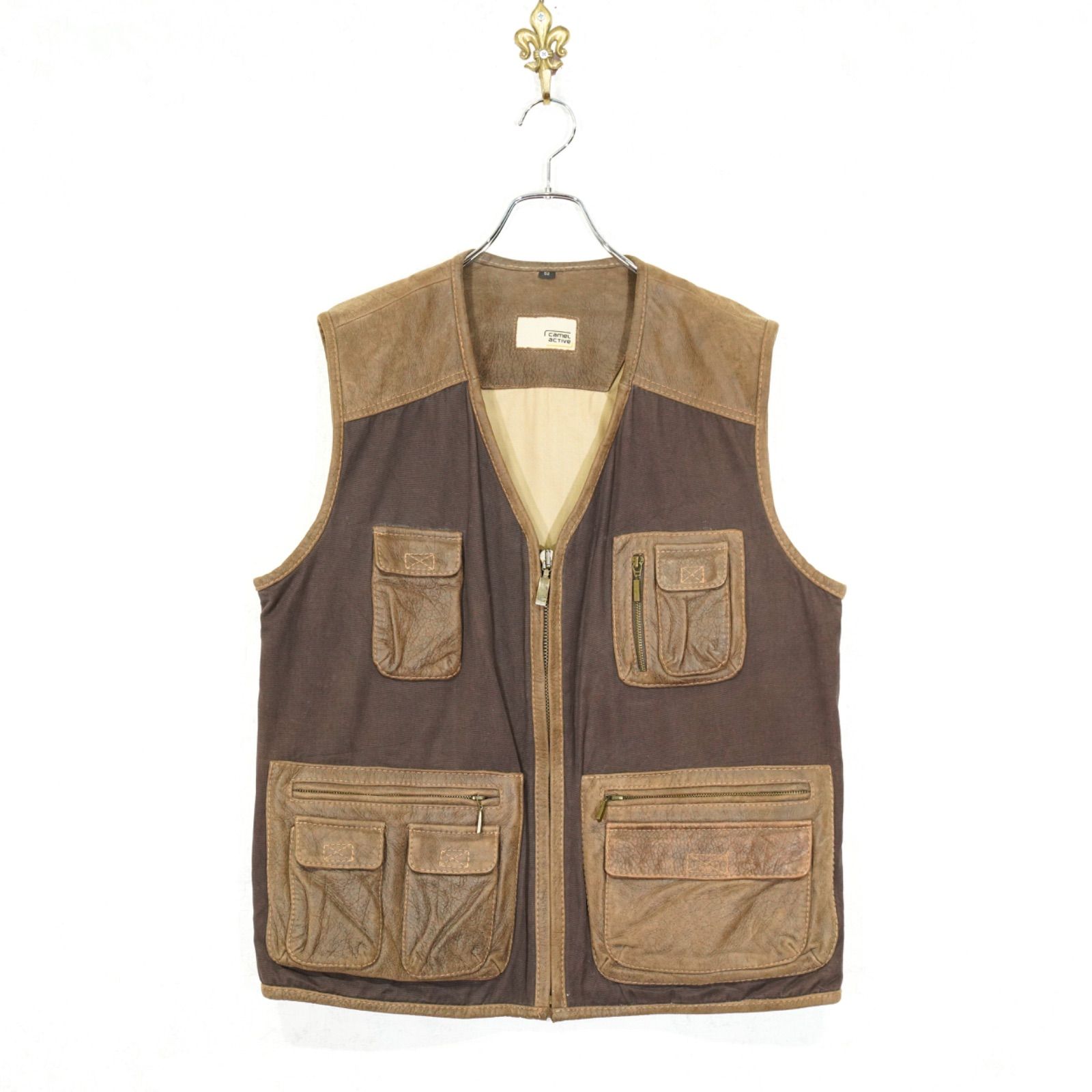 EU VINTAGE camel active LEATHER POCKET DESIGN WORK VEST/ヨーロッパ 
