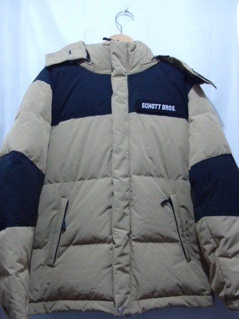 Schott ショット クラシックツートーン ダウンジャケット 3122069 サイズ S 黒|ベージュ メンズ トップス