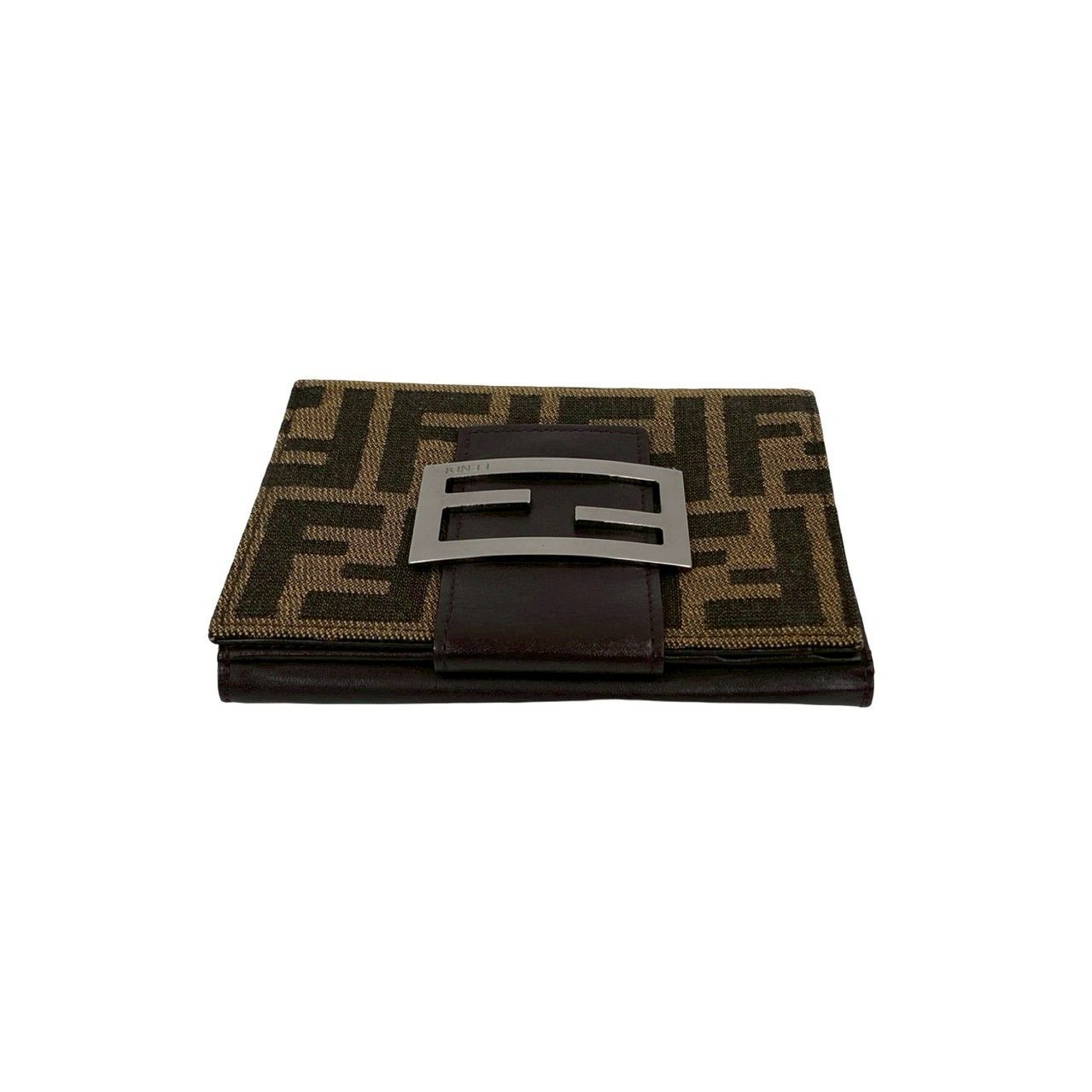 ほぼ未使用 FENDI フェンディ ズッカ 柄 FF ロゴ 金具 レザー 本