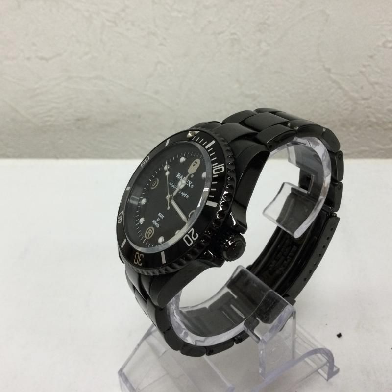 A BATHING APE シルバー BAPEX 黒文字盤 時計 ケース付 限定 腕時計