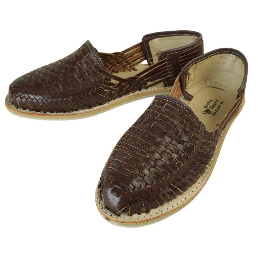 メンズ シューズ MADE IN MEXICO HUARACHE SHOES メキシコ製 ワラチシューズ メキシカンサンダル CHOCO(チョコ) レザー本革 ハンドメイド 手縫い 編み込み ハラチ グルカサンダル