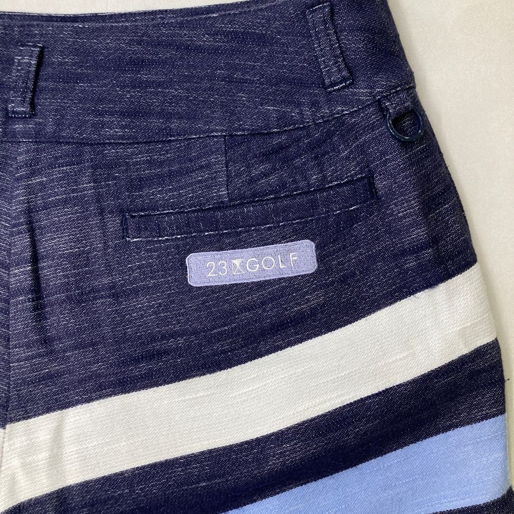 サイズ：90 23区GOLF ニジュウサンクゴルフ  メッシュ ハーフパンツ ストライプ柄 ブラック系 [240101439981] ゴルフウェア メンズ ストスト 23区GOLF ニジュウサンクゴルフ メッシュ ハーフパンツ