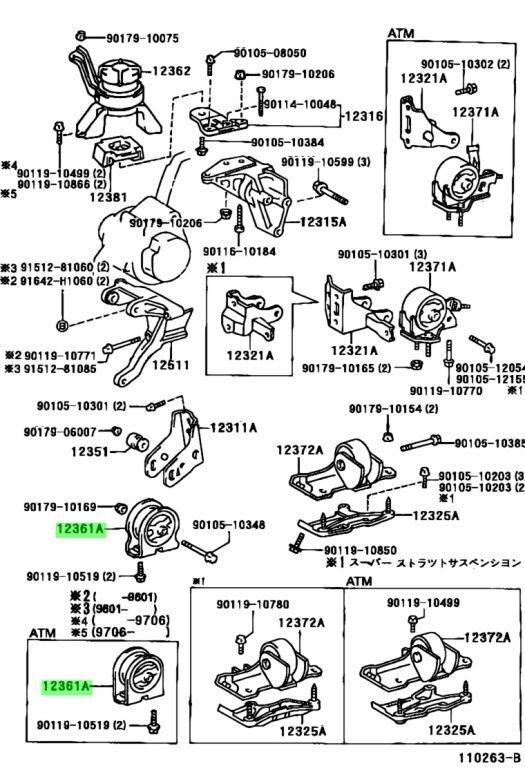 トヨタ セリカ エンジンマウンティング インシュレータ FR CELICA INSULATOR ENGINE MOUNTING FRONT FOR TRANSVERSE ENGINE 1995 08 - 1