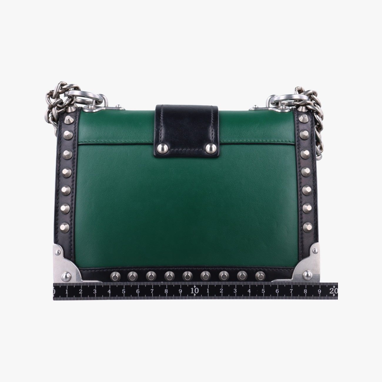 プラダPradaカイエ グリーン×ブラック レザー 1BH018 25