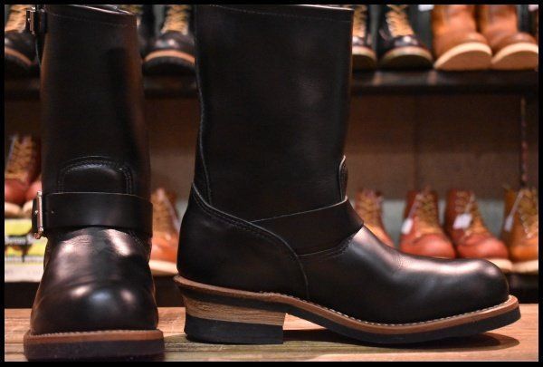 【7D 美品 17年】レッドウィング 2268 エンジニア 黒 ブラッククローム スチールトゥ ブーツ redwing HOPESMORE【EE082】