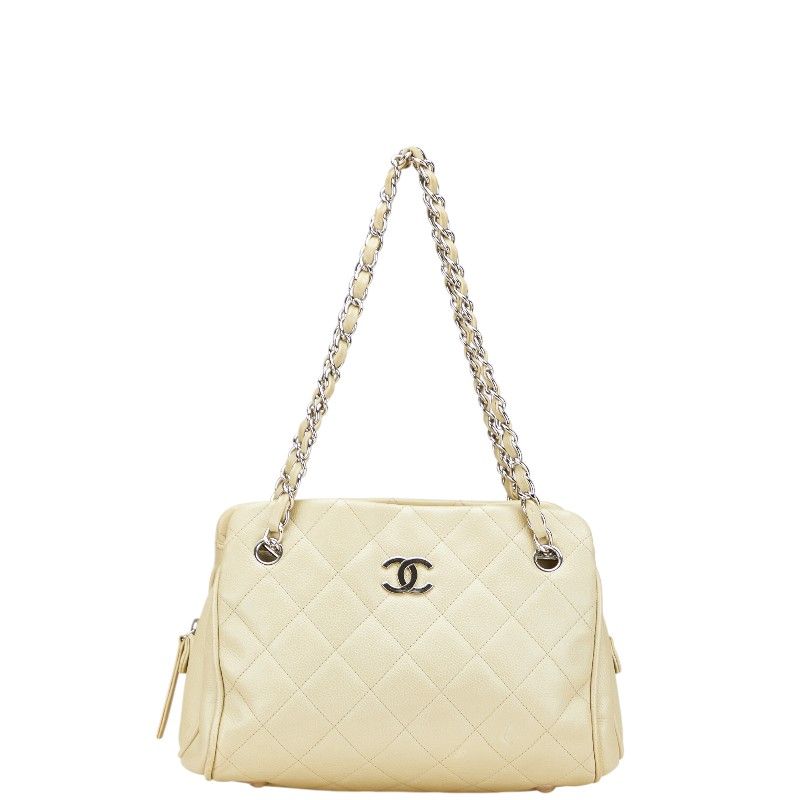 シャネル マトラッセ ココマーク シルバー金具 チェーン ショルダーバッグ キャビアスキン レディース CHANEL 【205-22430】 シャネル マトラッセ ココマーク シルバー金具 チェーン ショルダー