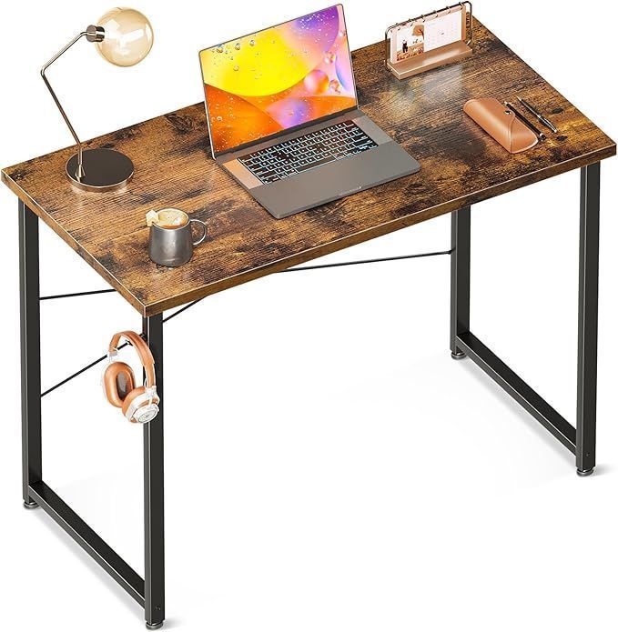 ODK デスク 机 pcデスク 幅80cm ゲーミングデスク パソコンデスク シンプルデスク 子 小さい computer desk 学習机 コンパクト フック付き 在宅ワーク おしゃれ 組立簡単 ビンテージ