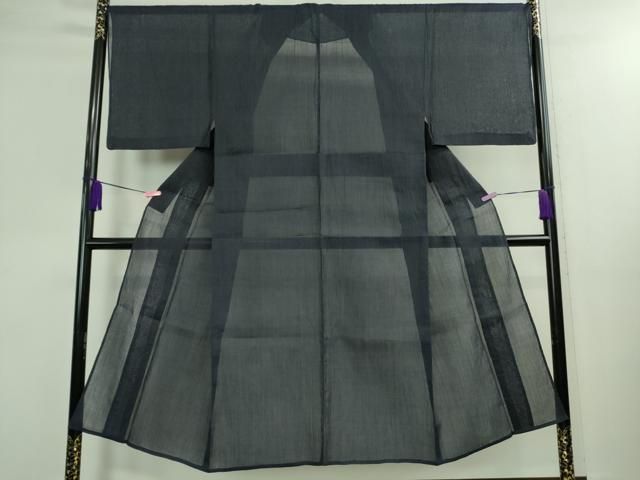 平和屋着物 上 夏物 男性 本場小千谷ちぢみ 麻 色無地 濃藍色 DZAA9907kh5