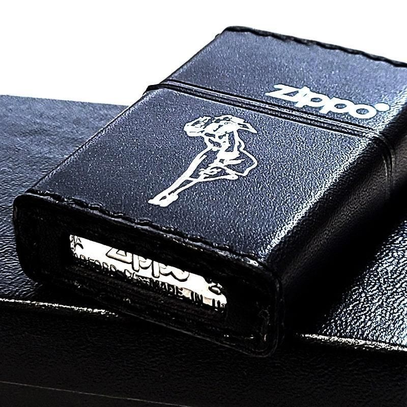 多くて安くて早くてお得！ ジッポ ウィンディ 本革巻き ZIPPO ライター ブラック 銀箔押し おしゃれ レトロ WINDY かわいい アメリカン 黒 レディース メンズ プレゼント ギフト