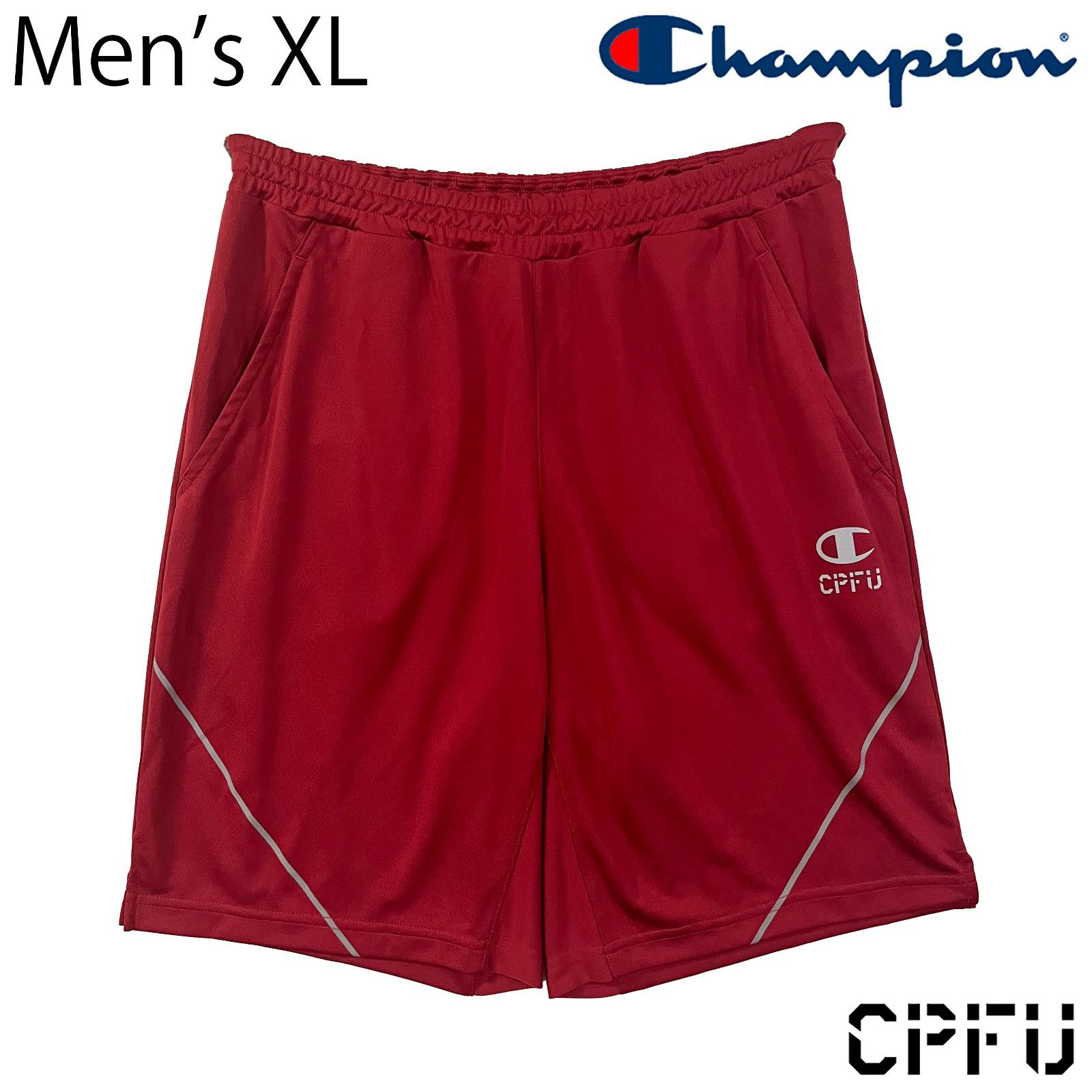 【未使用／メンズXL】CHAMPION CPFU トレーニングショーツ リフレクター レッド