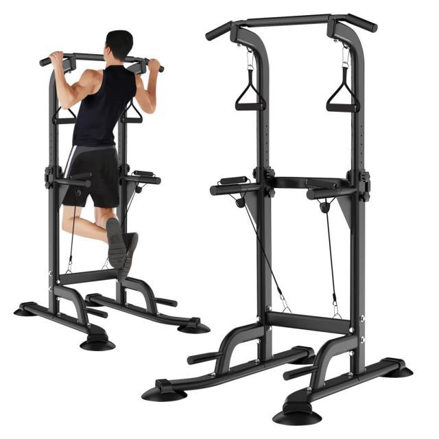 Supaliss 懸垂 懸垂マシン ぶら下がり健康器 懸垂バー コンパクト スリム 10段調節 耐荷重150kg 懸垂機 チンニングスタンド 懸垂台 筋トレ 背筋 ぶらさがり 懸垂台 黒