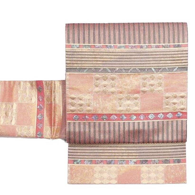 袋帯 フォーマル 古典 金地 螺鈿 正絹 六通柄 初釜 お茶会 観劇 フォーマル