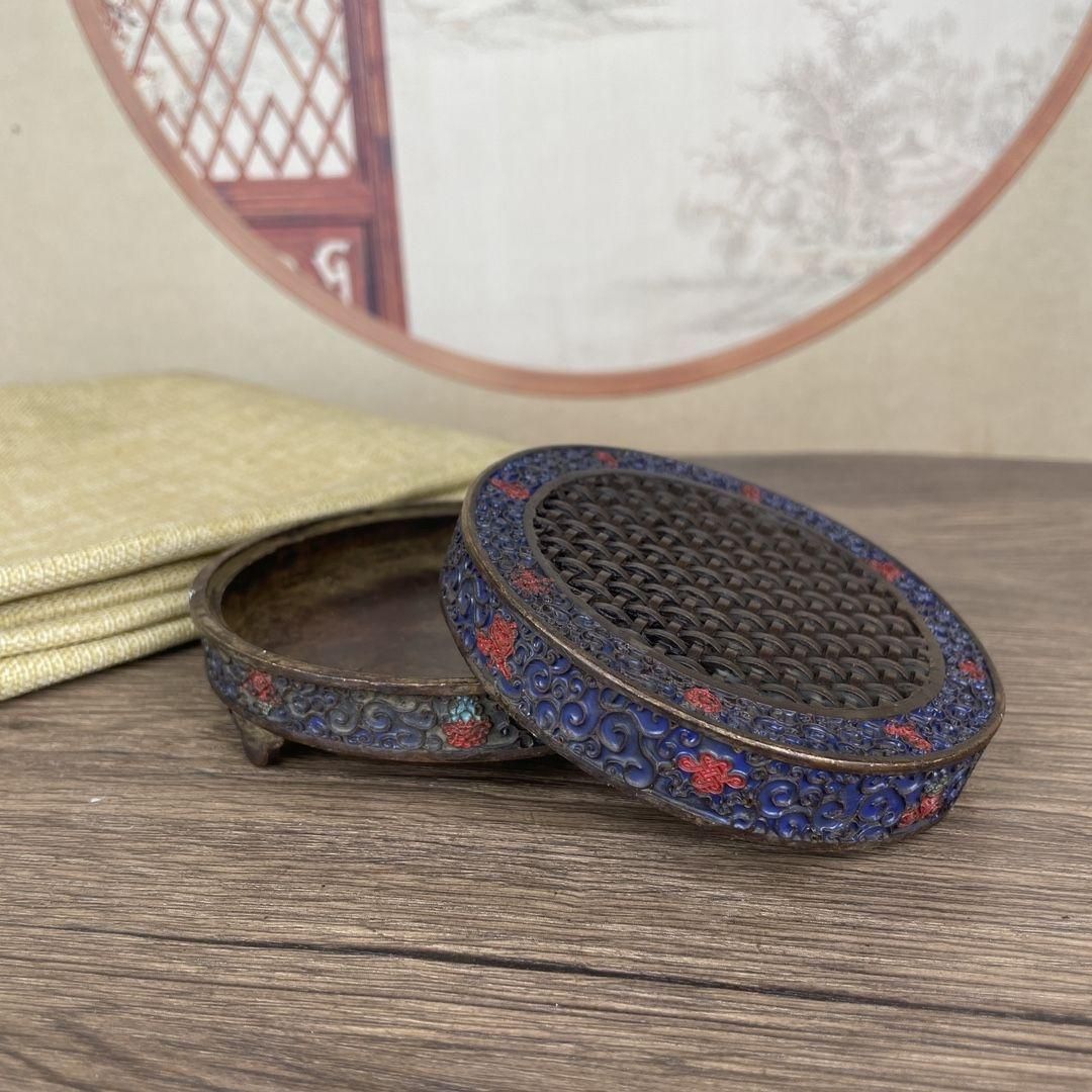 銅細工 琺瑯香炉 香道具 装飾品 工芸品 美術品 置物 - メルカリ