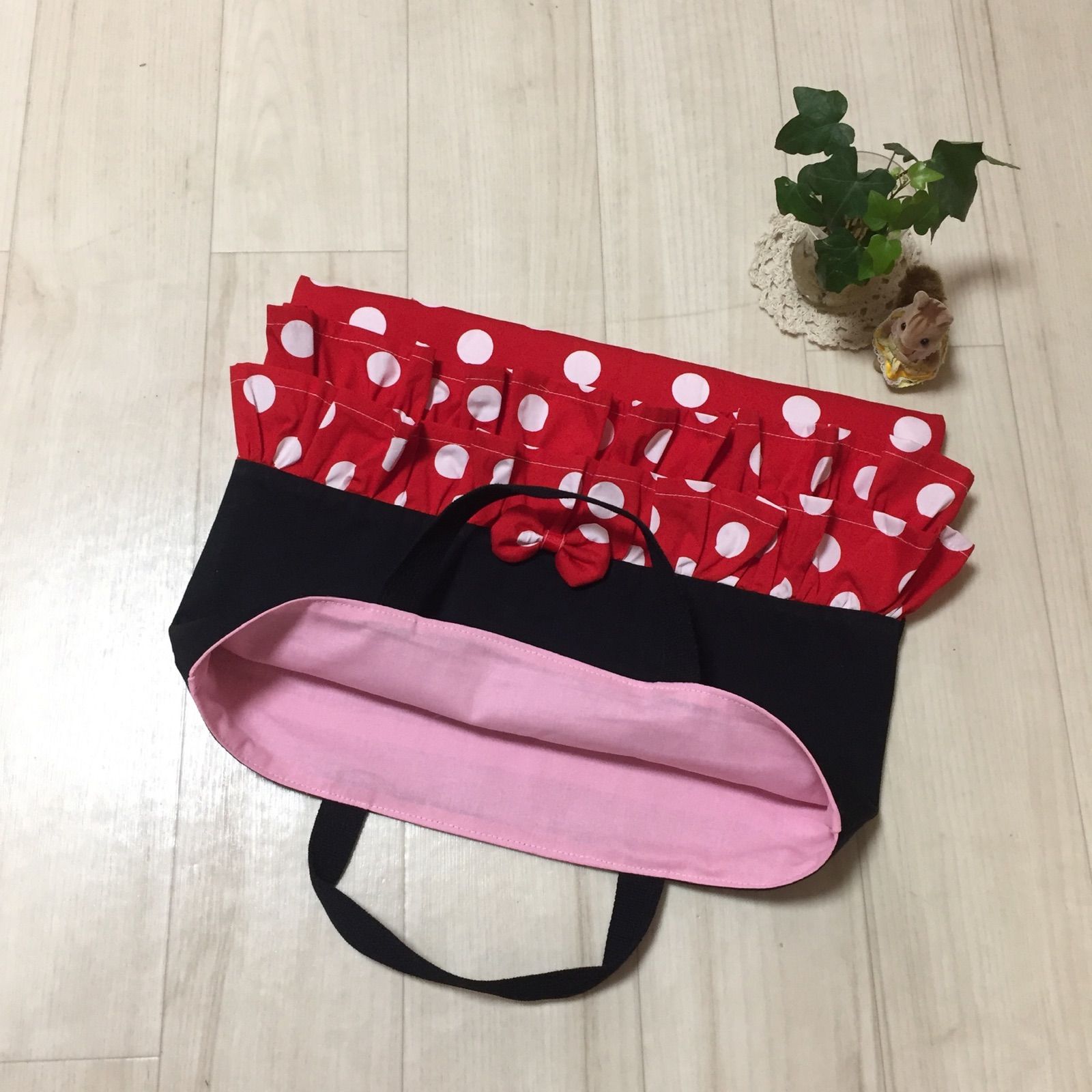赤白ドットのゆめかわいいレッスンバッグ&シューズバッグ&コップ